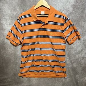 VINTAGE 80s/90s Brooks Brothers Polo Short Sleeve Orange Blue Stripes size XL